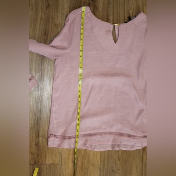 Harve Bernard Blush Pink Long Sleeve Boho Blouse Keyhole Neck Women’s Medium - Picture 8 of 8